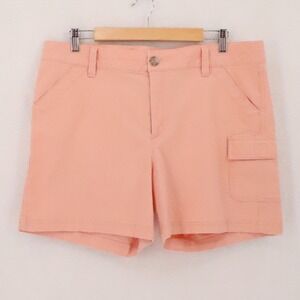 Eddie Bauer Cargo Shorts Womens Size 14 Peach Hiking Utility Outdoor Stretch
